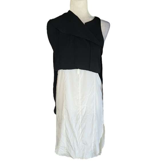 Rag & Bone Black & White Silk Blend Longtail High Low Sleeveless VNeck Dress - 2 - Picture 12 of 16